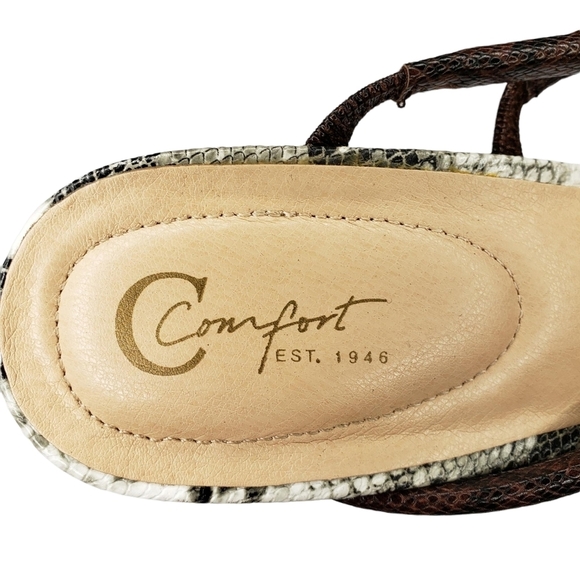 C Comfort | Brown Gray Vegan Leather Snake Print Slip On Block Heels Women's 10 - Picture 10 of 13
